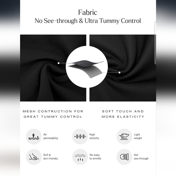 Popilush Black Longsleeve Deep V Shapewear Tummy Control Criss Cross Bodysuit XL - Picture 4 of 10